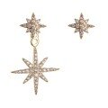 wholesale S925 Sterling Silver Trendy Adjustable Asymmetric Octagram Full Diamond Cross Earrings with Fringe AB Style Ear Jewelry-0-4