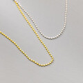 wholesale S925 silver Korean-style minimalist smooth round pendant necklace, elegant bare chain women's neck accessory D9550-0-3