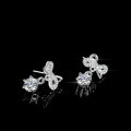 S925 Sterling Silver Moissanite Bow Drop Earrings with Tassel-0-0