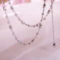 wholesale S925 Sterling Silver Beaded Choker Necklace with Laser-Cut Starry Sky Design, Adjustable Slider Chain, Light Luxury and Versatile-0-5