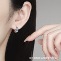 S925 Four-Prong Moissanite Stud Earrings, 2025 New Small-Design Ear Hoops-0-2