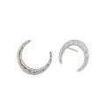 wholesale S925 Sterling Silver Korean Minimalist Small Silver Earrings, Niche and Elegant Gold and Silver Foil Texture Moon Ear Studs for Women-0-4