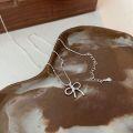 wholesale S925 Sterling Silver Dainty Minimalist Bow Necklace for Women, Summer New Release, Versatile Niche Collarbone Chain-0-1