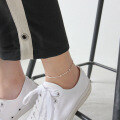 wholesale S925 Sterling Silver ST060 Korean Style INS Minimalist Bead Snake Chain Anklet for Women, Versatile Silver Ankle Jewelry-0-4