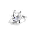 wholesale S925 Sterling Silver Geometric Cube Ring for Women, Ins Small and Unique Design, Fashionable and Personalized Irregular Square Zircon Finger Ring-0-0