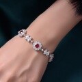 wholesale 925 Silver with 85-Point 6mm Round Simulated Ruby Bead Bracelet 15-20cm, Collection by ShiPei Jewelry-0-3