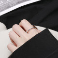 wholesale S925 Sterling Silver Korean Harajuku Minimalist Style Thin Twisted English Creative Niche Versatile Open Ring-0-3