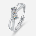Sterling Silver Double-Layer Moissanite Ring, Women's Daily Versatile Gift-0-2