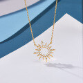 wholesale S925 Gold Plated 14K Minimalist Sparkling Zircon Star Pendant Women's Necklace, Trendy Collarbone Chain-0-2