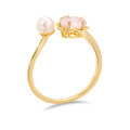 wholesale S925 Silver Plated 14K Gold Pink Crystal Natural Pearl Adjustable Open Ring Japanese Light Luxury Jewelry Cherry Blossom Set-0-4