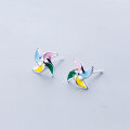 wholesale S925 Sterling Silver Minimalist Small Colorful Windmill Earrings Women's Jewelry Ethereal Forest Style Fresh Epoxy Resin Sweet-0-2
