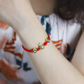 wholesale Metal: 925 Sterling Silver New Chinese Style Couple Bracelet Zodiac Year Lucky Rabbit New Beaded Red String Chain Jewelry Wholesale for Women-0-3