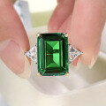 wholesale S925 Silver 10*14 Rectangular Cabochon Emerald Ring for Women, Minimalist and Elegant, Available for Drop Shipping-0-0