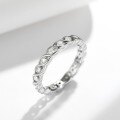 18k Gold Plated 925 Silver Cross Wave Stackable Ring with Moissanite-0-1