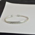 wholesale 999 Silver Retro Palace Style Chiseled Peony Flower Adjustable Bangle for Women, Pure Silver Artistic Youthful Student Bracelet-0-0