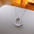 wholesale Metal material: 999 Silver Hollow diamond-inlaid irregular heart necklace, niche design, minimalist and elegant collarbone chain gift-0-0