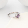 wholesale S925 Sterling Silver Light Luxury Designer Love Heart Ring for Women with Purple Zirconia, Niche Style Ring Jewelry Wholesale-0-3