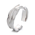 wholesale S925 sterling silver irregular wrinkle texture open ring, unisex cool and minimalist style luxury finger ring-0-4