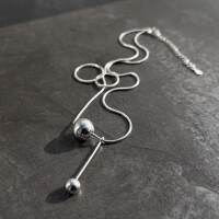 wholesale S925 Sterling Silver All-Over Maker's Necklace for Women, Wish-Fulfilling Collarbone Chain, Snake Chain with Small Bead, Hot-Selling Versatile Jewelry-Wish-granting Necklace - White Gold &gt; 925 Silver