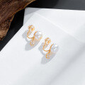 wholesale [gold-plated, sterling silver] Ins style pearl earrings, new jewelry source manufacturer wholesale, bread bead white topaz ear clips-0-1