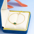 wholesale S925 Sterling Silver Simple Vintage Green Zircon Bracelet for Women, Summer New Arrival Wholesale-0-0