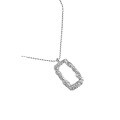 wholesale S925 Metal Korean Version Minimalist Chain Detail, Ins Niche Design Sense Geometric Square Hollow Crinkle Texture Necklace for Women-0-4