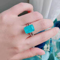 wholesale S925 Silver New ZHUOZHFAN Jewelry 10*14 Rectangular Paraiba Color RingIns Style Ring-0-3