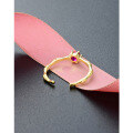 wholesale S925 Silver Zircon Inlaid Gold-Tone Korean Style Ethereal Fashion Elegant Adjustable Ring Wholesale-0-3