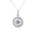 wholesale S925 Sterling Silver Cross-Border Fashionable Round Micro-Paved Moissanite High-End Pendant Necklace Small Batch Wholesale Jewelry-0-4