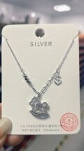 Sterling Silver Summer Fairy Tale Pony Necklace with Moissanite Pendant-0-5