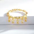 24K Gold Plated S925 Sterling Silver Diamond Grid Stackable Bell Ring-0-0