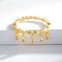24K Gold Plated S925 Sterling Silver Diamond Grid Stackable Bell Ring-Golden color - CBJZ554  No. 9