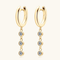 wholesale Silver Korean-style minimalist tassel moissanite earrings for women, small designer high-end stud earrings wholesale-White>0.18 carats+0.18 carats