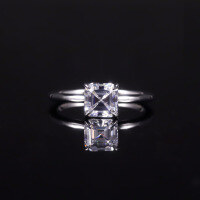 wholesale S925 Sterling Silver Europe & USA Cross Border Radiant 1 Carat Zircon Eagle Claw Single Stone Engagement Ring New Style-925 Silver Ring with Cubic Zirconia  US Size 8