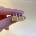 wholesale S925 Silver New 8*10 High Carbon Diamond Yellow Pink Blue Square Stud Earrings for Women, Fashion and Versatile-0-3