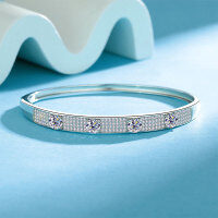 S925 Sterling Silver Moissanite Bracelet, Light Luxury Starry Sky Bangle for Women, Ready to Ship.-2ct zircon (51.5*62mm)