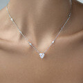 wholesale 925 Sterling Silver Heart Necklace Inlaid with Ice-Cut High-Carbon Diamond, Minimalist and Niche Aesthetic Collarbone Chain-0-2