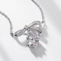 wholesale Metal Material: S925 Silver European and American fashion versatile full diamond bow necklace, lightweight luxury style, set with moissanite, cross-border supply for women-0-2