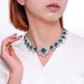 wholesale 925 Silver Cloud Tong Jewelry Luxury Banquet Style Irregular Simulated Emerald Full Diamond Evening Gown Necklace-0-0