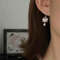 wholesale 925 Sterling Silver Raindrop Lily of the Valley Earrings, New Chinese Retro Brushed Lily Flower Earrings with High-End Sense Tassel Drop Earrings for Women-0-4