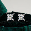 S925 Sterling Silver Moissanite Snowflake Diamond Earrings-0-4