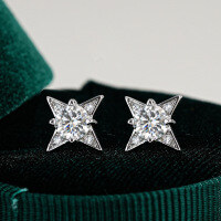 S925 Sterling Silver Moissanite Snowflake Diamond Earrings-0.5ct set with moissanite  925 silver