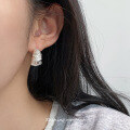 wholesale S925 Sterling Silver Irregular Line Folded Arc Earrings with High-End Design M06688-0-1
