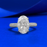 wholesale S925 Silver 8*12 Elliptical Ring with Ice-Cut High-Carbon Diamond Classic Solitaire for Women, Little Red Book Cross-Border-R1482 White No. 6