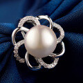 wholesale S925 Sterling Silver Fashionable Minimalist Pearl Jewelry, Korean and Japanese Style Zircon Adjustable Open Shell Pearl Ring for Women-0-0