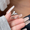 wholesale S925 Sterling Silver Butterfly Ring for Women, Minimalist and Fresh with Brushed Design, Cold Tone Style, Versatile and Wholesale-0-0