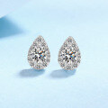 wholesale S925 sterling silver new one-carat moissanite teardrop earrings, fashionable and versatile, ready stock for wholesale-0-6