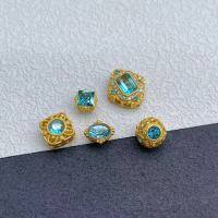 wholesale S925 antique silver gold-plated fittings inlaid with natural topaz spacer beads for DIY handmade beading and stringing accessories-Style 2 one
