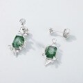 wholesale S925 silver new cross-border natural moss agate two-way earrings, fashionable custom-0-3