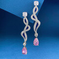 wholesale S925 silver new imported high-carbon diamond 7*11 pink diamond teardrop earrings for socialites live streaming-0-2